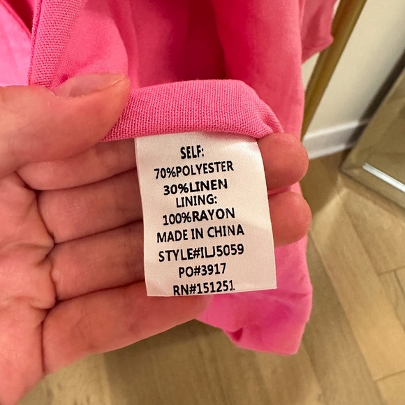 Linen blend pink oversized blazer - Picture 4 of 4